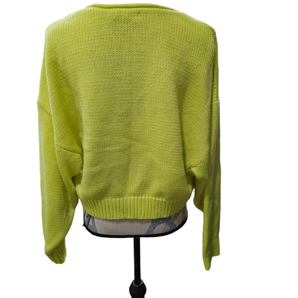 Emory Park Neon Knit Pullover Crop Sweater,‎ Size S Neon - Picture 2 of 7
